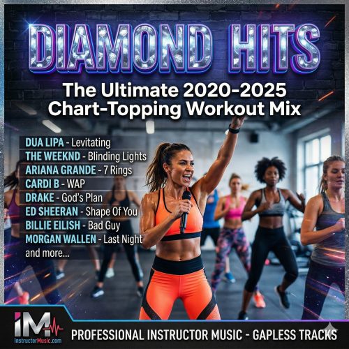 Diamond Hits – The Ultimate 2020-2025 Chart-Topping Workout Mix Transform your studio energy with Diamond Hits, the definitive fitness music collection featuring the most successful tracks of the decade. This high-intensity compilation is a must-have for every fitness instructor, featuring 21 "Diamond-Certified" hits that dominated the charts between 2020 and 2025. Engineered specifically for professional environments, this fitness instructor music delivers the perfect blend of motivation and rhythmic precision. Lead your class through a powerhouse set including global anthems like Dua Lipa’s “Levitating,” The Weeknd’s “Blinding Lights,” and Ariana Grande’s “7 Rings.” From the heavy-hitting energy of “WAP” by Cardi B and Billie Eilish’s “Bad Guy” to the infectious pop vibes of Miley Cyrus’s “Party In the USA” and the K-Pop sensation “Soda Pop,” this mix ensures your students stay engaged from the first beat to the final cool-down. This professional fitness exercise music also features massive crossovers like Morgan Wallen’s “Last Night,” Imagine Dragons’ “Thunder,” and the timeless flow of Drake’s “God’s Plan.” Whether you are teaching HIIT, dance fitness, or strength training, these world-class tracks—including hits from Ed Sheeran, Bruno Mars, and Juice WRLD—provide the "Diamond" standard of workout music.