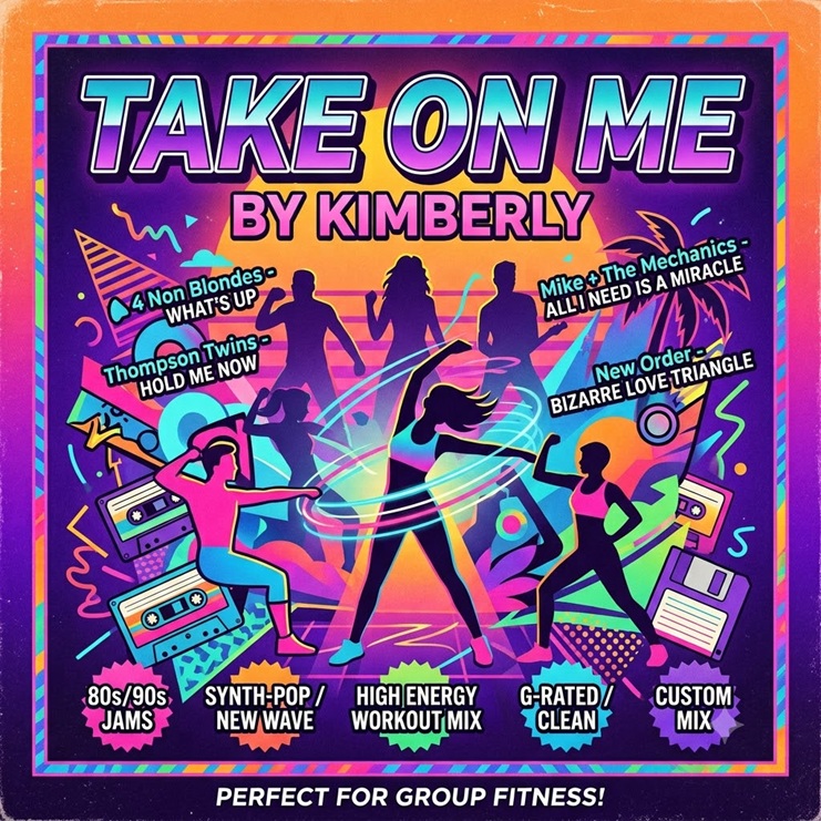 Get moving with this high-energy 80s & 90s Synth-Pop and New Wave custom workout mix! Featuring clean, G-rated retro jams perfect for group fitness classes.