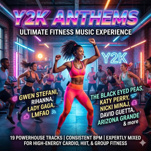 Elevate your workouts with "Y2K Anthems," the definitive fitness music playlist that brings together the most electrifying hits from the 2000s and beyond! This expertly curated fitness exercise music collection features 19 powerhouse tracks, all perfectly mixed at a consistent BPM – the ideal tempo for high-energy cardio, interval training, and group fitness classes. From Gwen Stefani's iconic "Hollaback Girl" to Rihanna's chart-topping "We Found Love," this fitness instructor music compilation delivers non-stop motivation with every beat. Experience the explosive energy of Lady Gaga's "Just Dance," the infectious rhythm of LMFAO's "Party Rock Anthem," and the driving force of The Black Eyed Peas' "I Gotta Feeling." Each track is seamlessly blended to maintain perfect momentum throughout your entire workout session. This fitness music masterpiece showcases superstar artists including Ariana Grande, Katy Perry, Nicki Minaj, and David Guetta, alongside fresh hits from rising stars like Sabrina Carpenter and Doechii. Whether you're leading a spin class, teaching HIIT, or pushing through your personal training session, this fitness exercise music provides the perfect soundtrack for maximum performance and endurance. The consistent BPM ensures smooth transitions and steady energy, making it the go-to choice for fitness instructor music professionals who demand reliability and excellence in their playlists. Each song has been selected for its powerful beat structure and motivational lyrics that keep participants engaged and energized from start to finish.